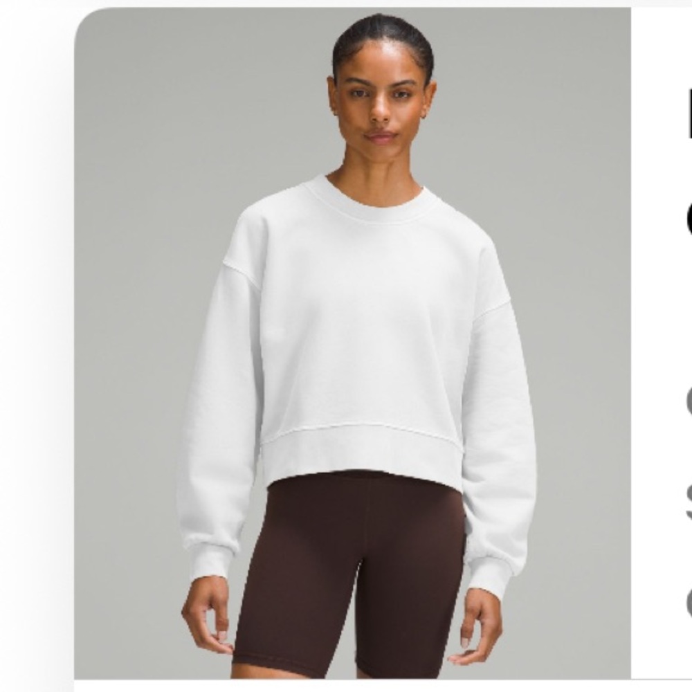 Lululemon Perfectly Oversized Cropped Crew French Terry White size 4